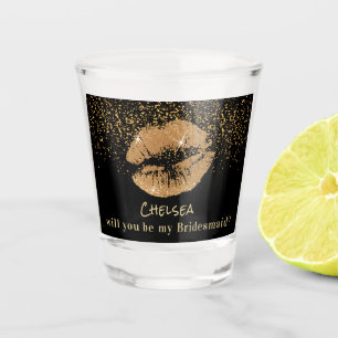 Will you be my Bridesmaid - Gold Lips Shot Glass