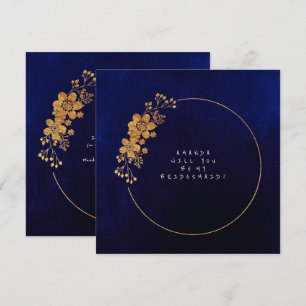 Will You Be My Bridesmaid Gold Navy Velvet Invitation