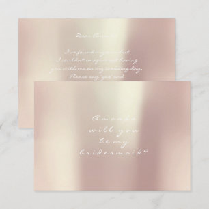 Will You Be My Bridesmaid Gold Peach Pink Blush Invitation