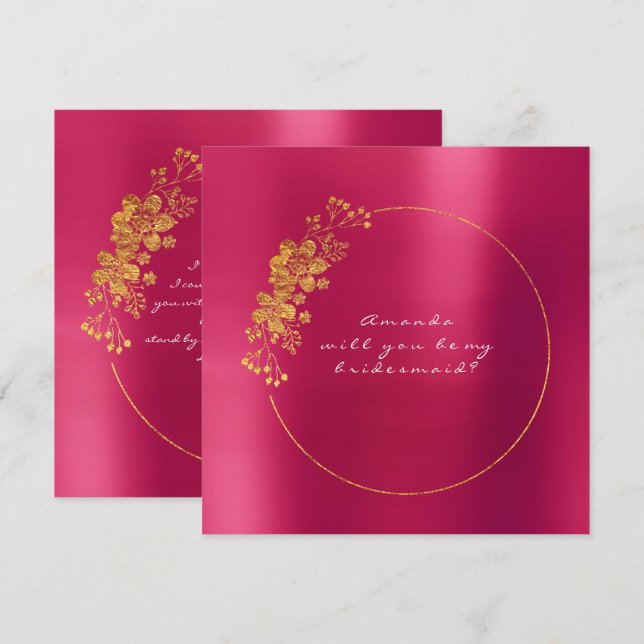 Will You Be My Bridesmaid Gold Raspberry Candy Invitation (Front/Back)