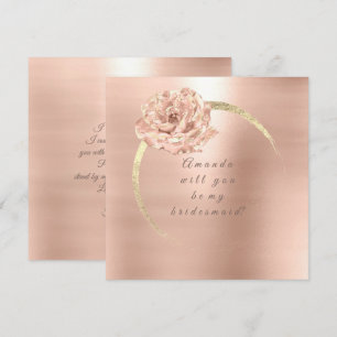 Will You Be My Bridesmaid Gold Rose Peach Blush Invitation