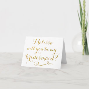 Will You Be My Bridesmaid GOLD Typography Card