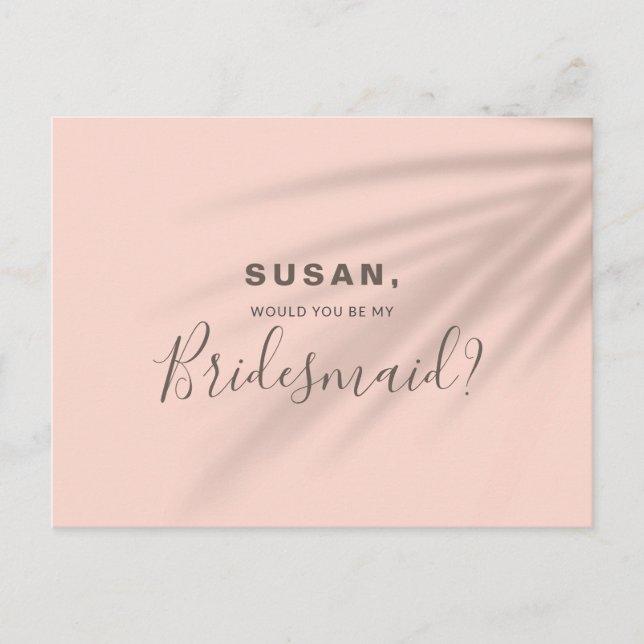 Will You Be My Bridesmaid Golden Hour Pink Card (Front)