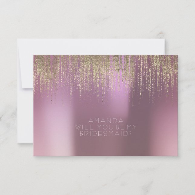 Will You Be My Bridesmaid Golden Rain Lilac Mauve Invitation (Front)