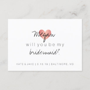 Will You Be My Bridesmaid - Heart's Glam Pink Invitation