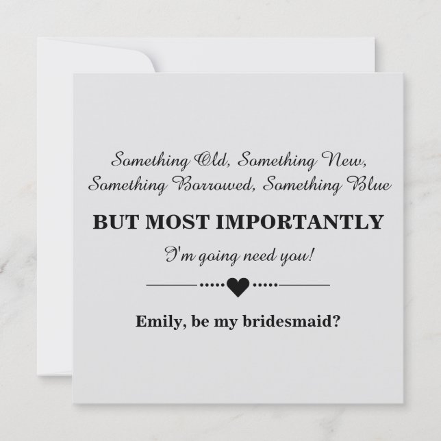 Will you be my bridesmaid? invitation (Front)