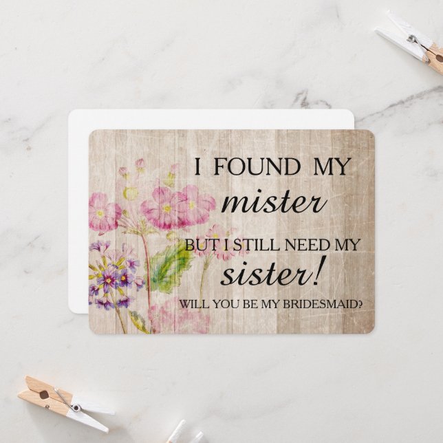 Will you be my bridesmaid? invitation (Front/Back In Situ)