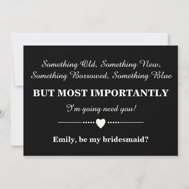 Will you be my bridesmaid? invitation (Front)