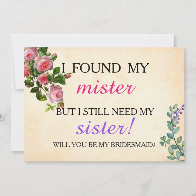 Will you be my bridesmaid? invitation (Front)