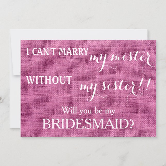 Will you be my bridesmaid? invitation (Front)
