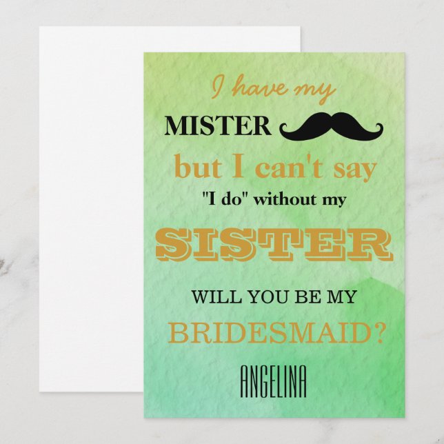 Will you be my bridesmaid? invitation (Front/Back)