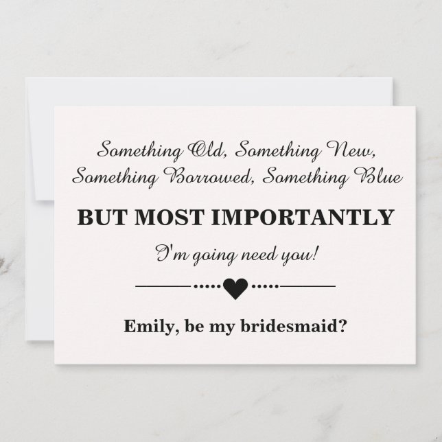 Will you be my bridesmaid? invitation (Front)
