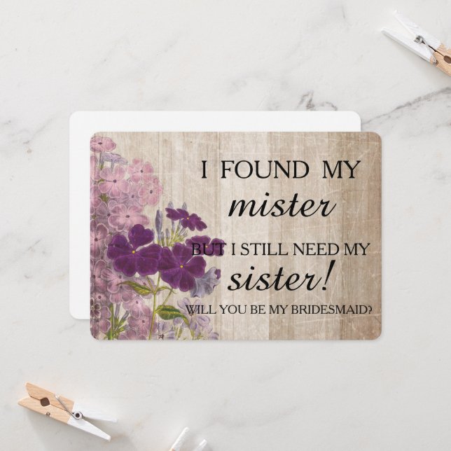 Will you be my bridesmaid? invitation (Front/Back In Situ)