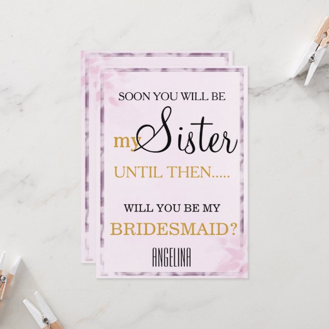 Will you be my bridesmaid? invitation (Front/Back In Situ)