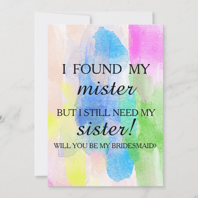 Will you be my bridesmaid? invitation (Front)