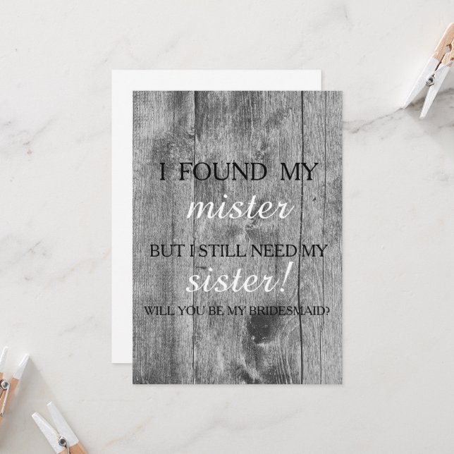 Will you be my bridesmaid? invitation (Front/Back In Situ)
