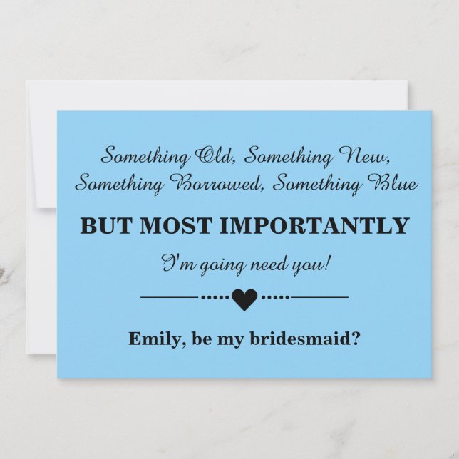 Will you be my bridesmaid? invitation (Front)