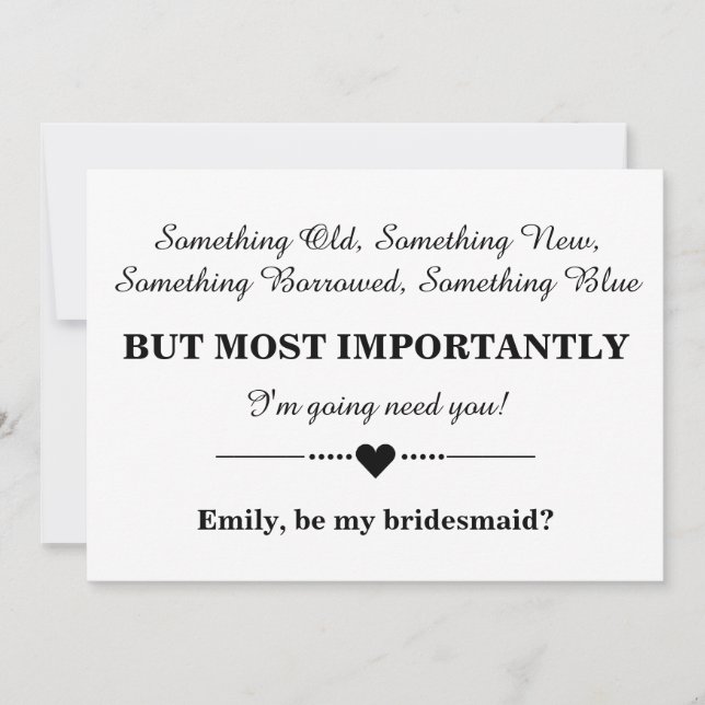 Will you be my bridesmaid? invitation (Front)