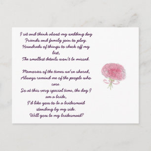 Will you be my bridesmaid? invitation postcard