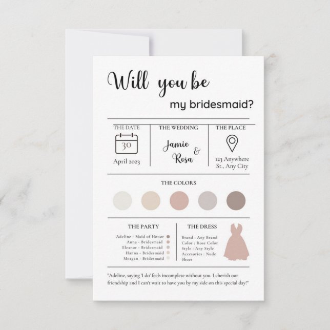 Will you be my bridesmaid invite (Front)