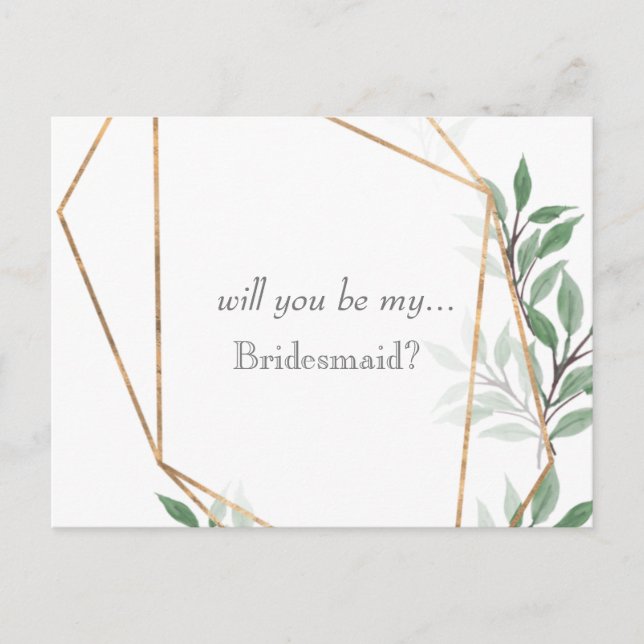 Will you be my Bridesmaid invite Postcard (Front)