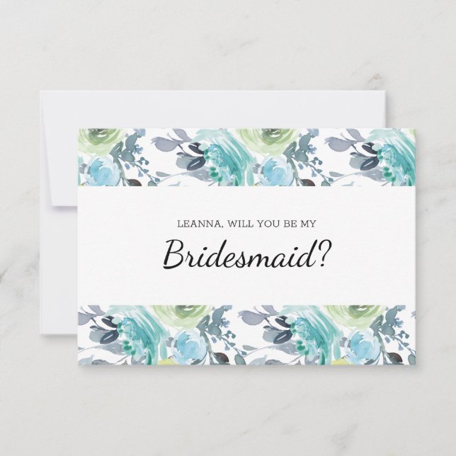 Will You Be My Bridesmaid Light Blue Yellow Green  (Front)