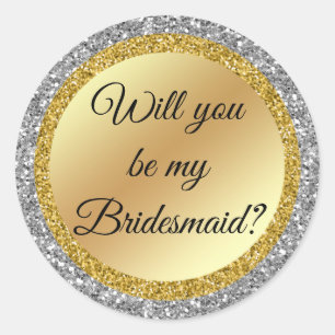 will you be my bridesmaid? luxury background classic round sticker