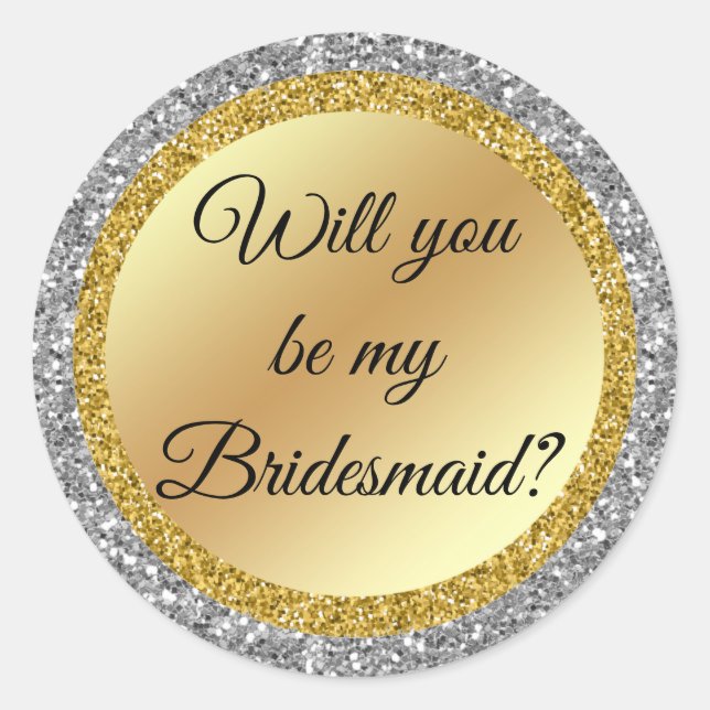 will you be my bridesmaid? luxury background classic round sticker (Front)