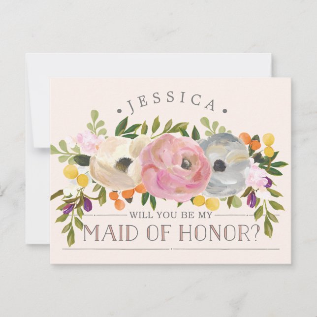 Will You Be My Bridesmaid - Maid of Honour Card (Front)