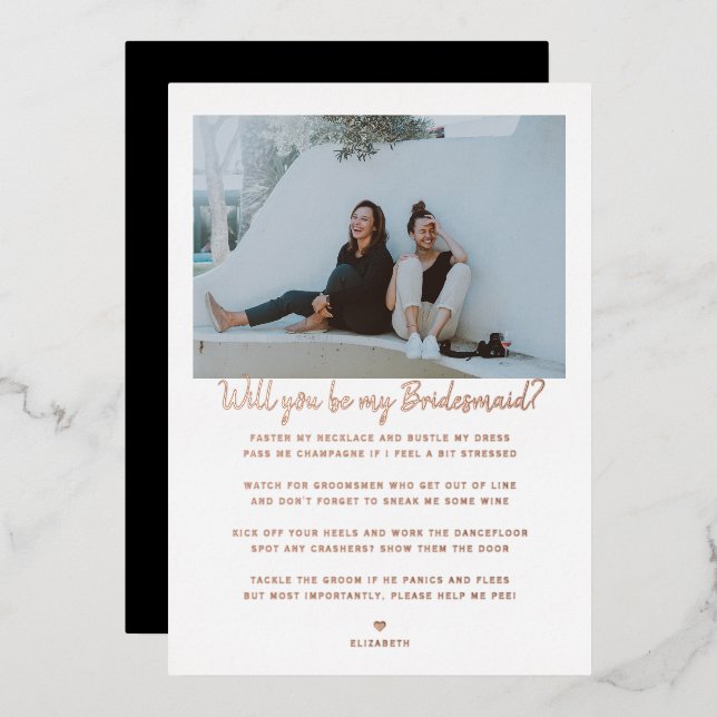 Will you be my Bridesmaid/Maid of Honour Proposal  (Front/Back)