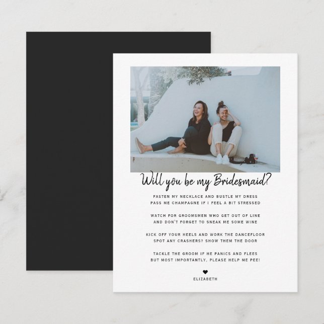 Will you be my Bridesmaid/Maid of Honour Proposal  Announcement (Front/Back)