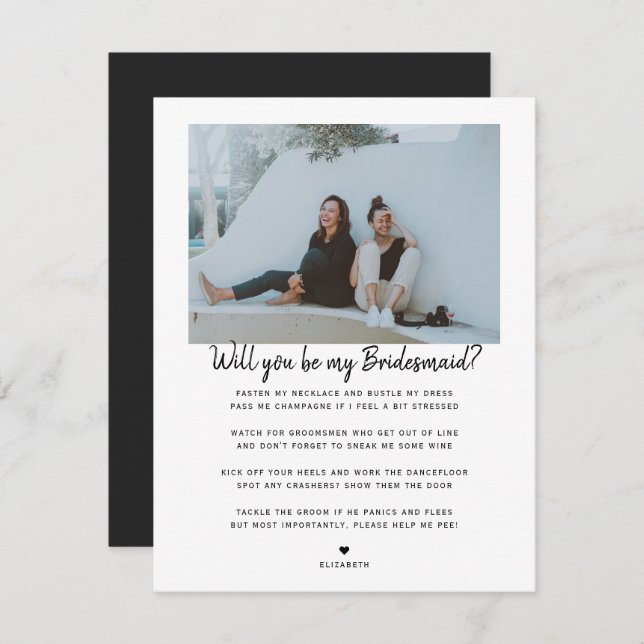 Will you be my Bridesmaid/Maid of Honour Proposal Card (Front/Back)