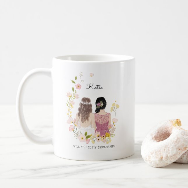 Will you be my Bridesmaid/Maid of Honour Proposal  Coffee Mug (With Donut)