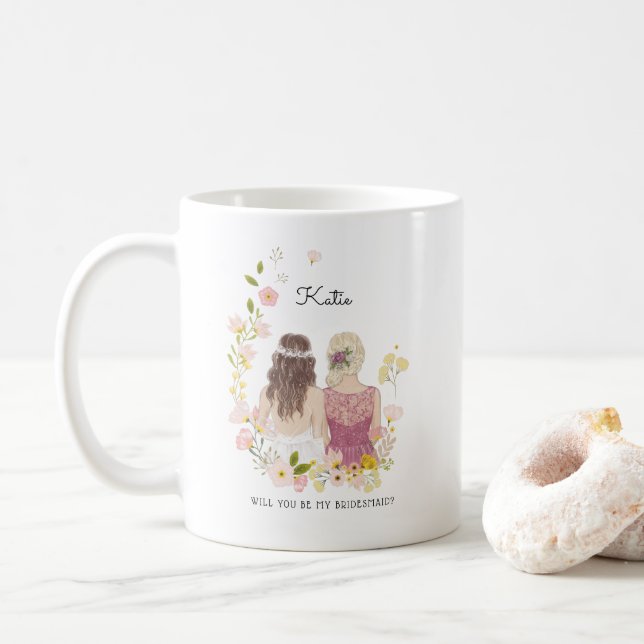 Will you be my Bridesmaid/Maid of Honour Proposal  Coffee Mug (With Donut)