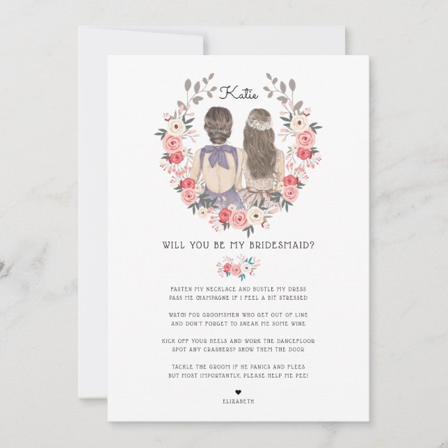 Will you be my Bridesmaid/Maid of Honour Proposal Invitation (Front)