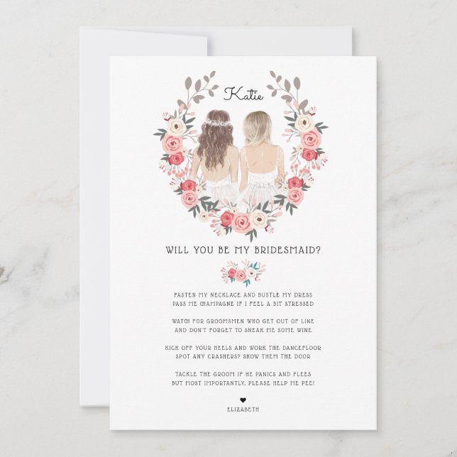 Will you be my Bridesmaid/Maid of Honour Proposal Invitation (Front)