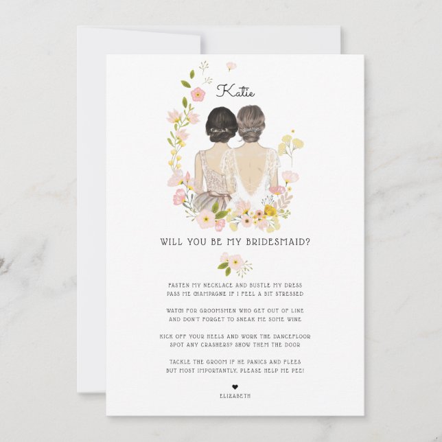 Will you be my Bridesmaid/Maid of Honour Proposal  Invitation (Front)