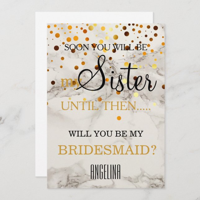 Will you be my bridesmaid? Marble Background Invitation (Front/Back)