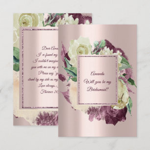 Will You Be My Bridesmaid Marsala Ivory Rose Gold Invitation