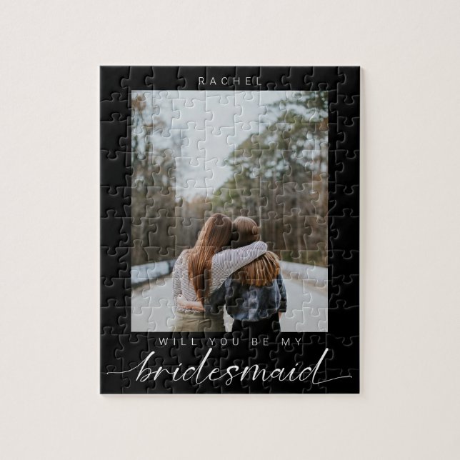 Will you be my Bridesmaid Minimalist Black Photo Jigsaw Puzzle (Vertical)