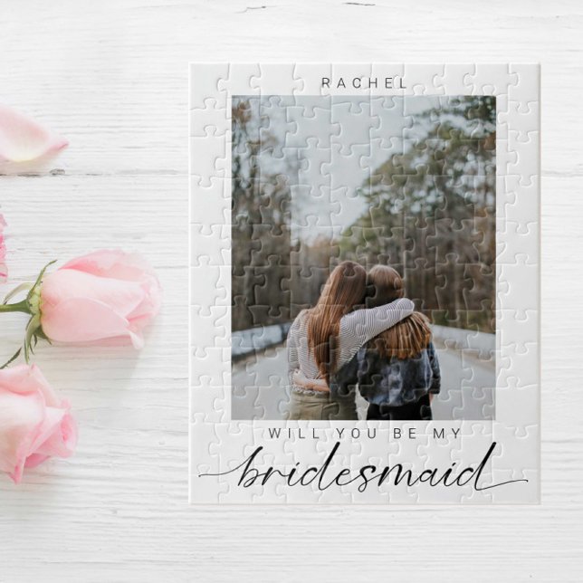 Will you be my Bridesmaid Minimalist Photo Modern  Jigsaw Puzzle (Creator Uploaded)