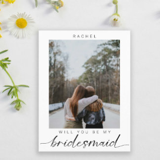 Will you be my Bridesmaid Minimalist Photo Modern Postcard