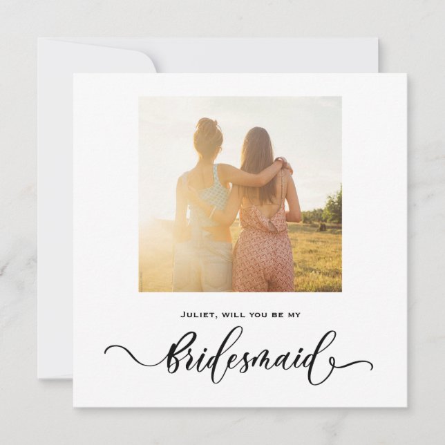 Will you be my bridesmaid minimalist square card (Front)
