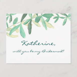 Will you Be my Bridesmaid Modern Botanical Invitation