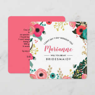 Will you be my Bridesmaid? Modern Floral Invitation