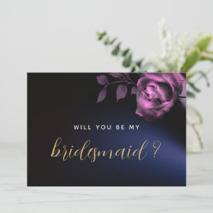 Will You Be My Bridesmaid Modern Moody Black Dark Invitation