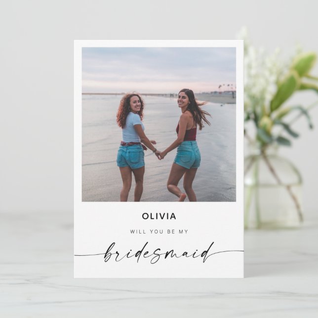 Will You Be My Bridesmaid | Modern Photo Card (Standing Front)