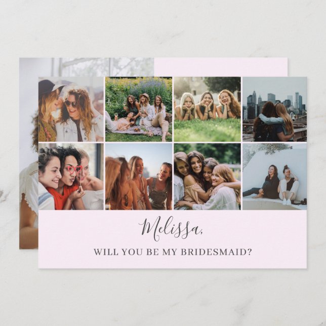 Will You Be My Bridesmaid Modern Photo Collage Inv Invitation (Front/Back)