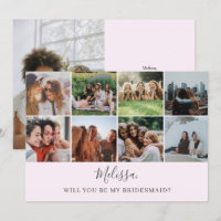 Will You Be My Bridesmaid Modern Photo Collage Inv