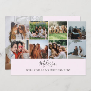 Will You Be My Bridesmaid Modern Photo Collage Inv Invitation